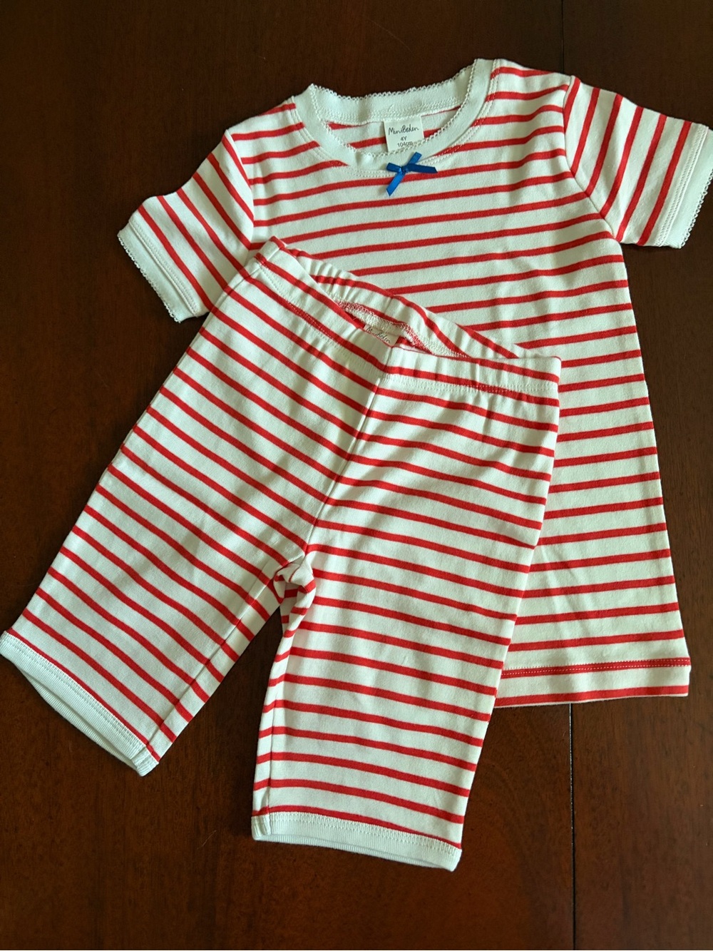 NWT 5 Mini Boden Red & White Striped Pajamas